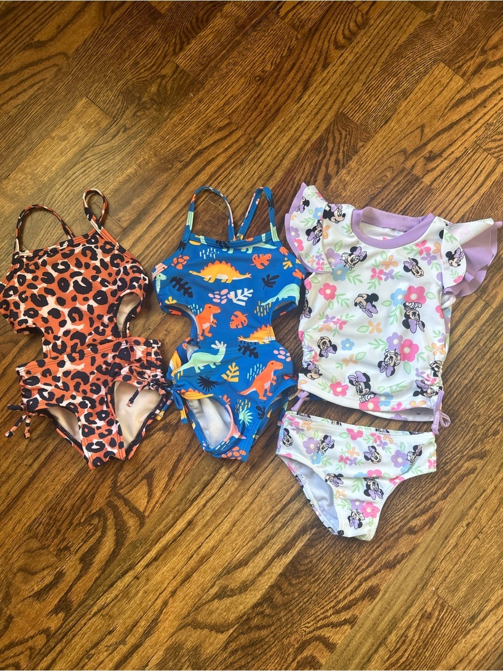 12 Months Girls Swimwear Bundle Leopard Dinosaur Minnie Mouse